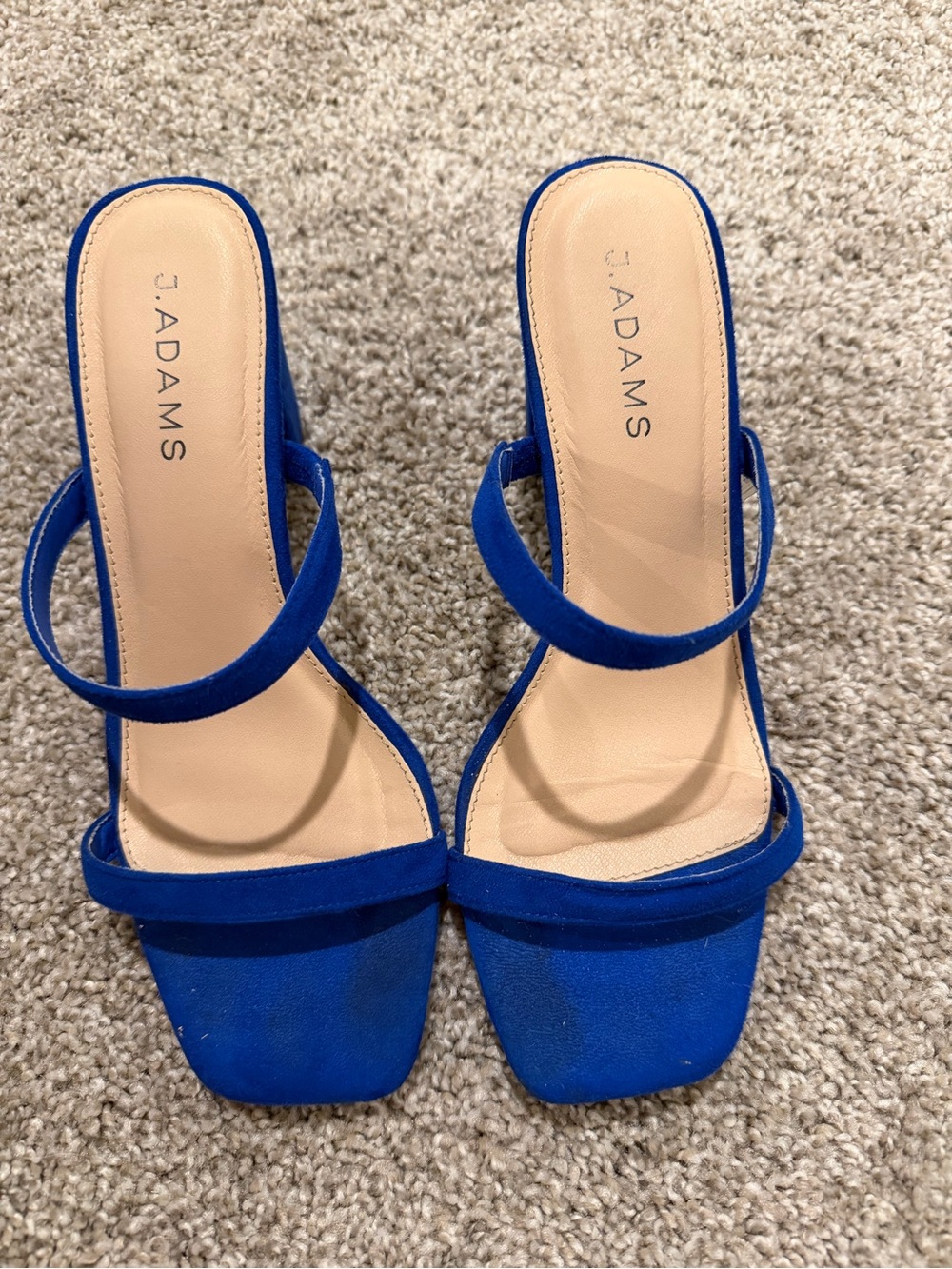 J. Adams Royal Blue Double-Strap Square-Toe Heels